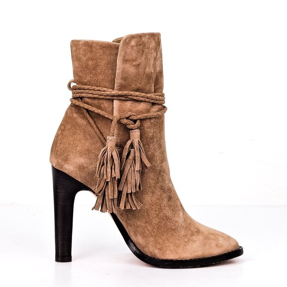 Joie Women Chap Taupe Soft Suede Tassel Slip-on Ankle Boots sz 7US EUR37 - Picture 5 of 8